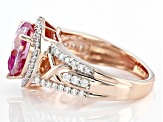 Pink And Colorless Moissanite 14k Rose Gold Over Silver Heart Ring 4.38ctw DEW