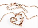 Moissanite 14k Rose Gold Over Silver Heart And Love Pendant .40ctw DEW