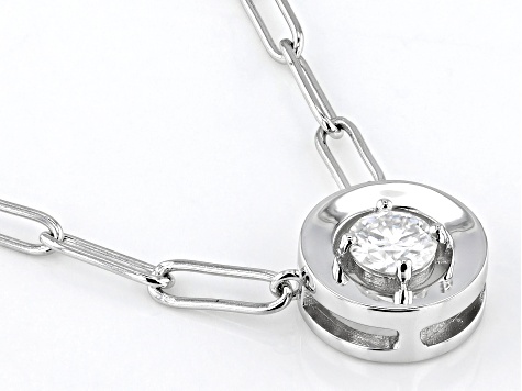 Moissanite Platineve Paperclip Necklace .80ct DEW.