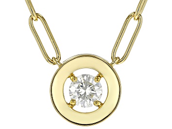 Picture of Moissanite 14k Yellow Gold Over Silver Paperclip Necklace .80ct DEW.