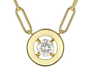 Moissanite 14k Yellow Gold Over Silver Paperclip Necklace .80ct DEW.