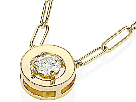 Moissanite 14k Yellow Gold Over Silver Paperclip Necklace .80ct DEW.