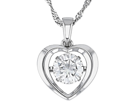 Moissanite Platineve Dancing Heart Pendant 1.50ct DEW.