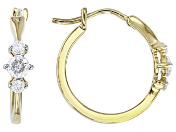 Picture of Moissanite 14k Yellow Gold Over Sterling Silver Hoop Earrings .48ctw DEW.