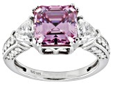 Pink and Colorless Moissanite Platineve Ring 5.10ctw DEW