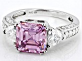 Pink and Colorless Moissanite Platineve Ring 5.10ctw DEW