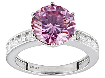 Picture of Pink and Colorless Moissanite Platineve Ring 4.20ctw DEW