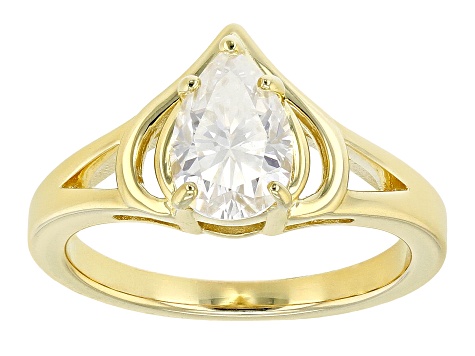 Moissanite 14k Yellow Gold Over Silver Solitaire Ring 1.50ct DEW.