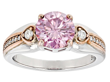 Picture of Pink And Colorless Moissanite Two Tone Ring 2.12ctw DEW.