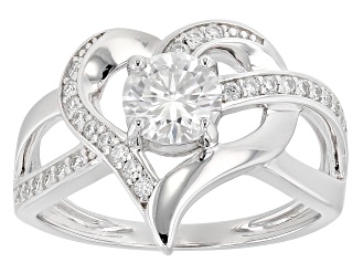 Moissanite Platineve Heart Ring 1.12ctw DEW.