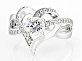 Moissanite Platineve Heart Ring 1.12ctw DEW.