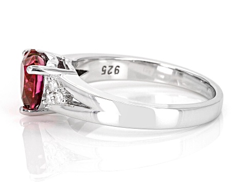 Red And Colorless Moissanite Platineve Heart Ring 1.32ctw DEW.