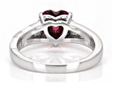 Red And Colorless Moissanite Platineve Heart Ring 1.32ctw DEW.