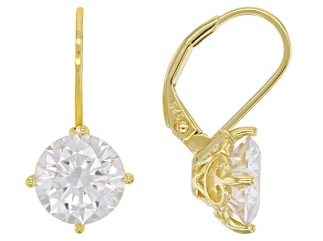 Picture of Moissanite 14k Yellow Gold Over Silver Solitaire Earring 3.80ctw DEW