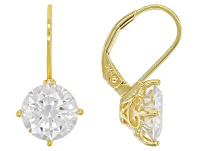 Moissanite 14k Yellow Gold Over Silver Solitaire Earring 3.80ctw DEW