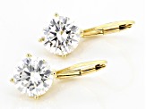 Moissanite 14k Yellow Gold Over Silver Solitaire Earring 3.80ctw DEW