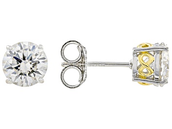 Picture of Moissanite Platineve And 14k Yellow Gold Over Silver Stud Earring 2.40ctw DEW