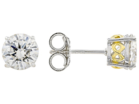 Moissanite Platineve And 14k Yellow Gold Over Silver Stud Earring 2.40ctw DEW