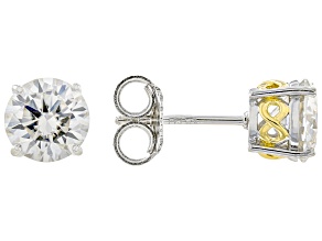 Moissanite Platineve And 14k Yellow Gold Over Silver Stud Earring 2.40ctw DEW