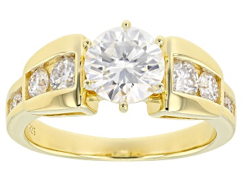 Picture of Moissanite 14k Yellow Gold Over Silver Ring 1.84ctw DEW