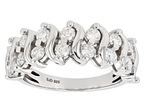 Moissanite Platineve Band Ring .84ctw DEW