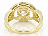 Moissanite 14k Yellow Gold Over Silver Crossover Design Ring 2.12ctw DEW.