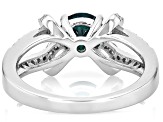 Green And Colorless Moissanite Platineve Bow Design Ring 1.36ctw DEW.