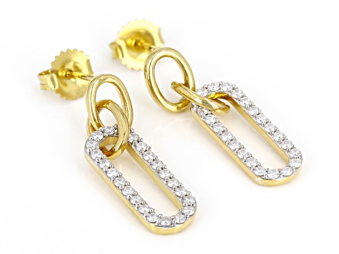 Moissanite 14k Yellow Gold Over Silver Paperclip Earrings .92ctw DEW.
