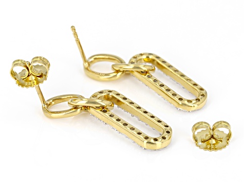 Moissanite 14k Yellow Gold Over Silver Paperclip Earrings .92ctw DEW.