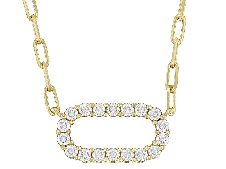 Moissanite 14k Yellow Gold Over Silver Paperclip Necklace .54ctw DEW.