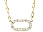 Moissanite 14k Yellow Gold Over Silver Paperclip Necklace .54ctw DEW.