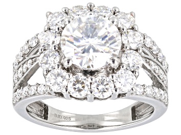 Picture of Moissanite Platineve Halo Ring 3.62ctw DEW.