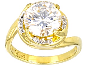 Moissanite 14k Yellow Gold Over Silver Ring 3.72ctw DEW.
