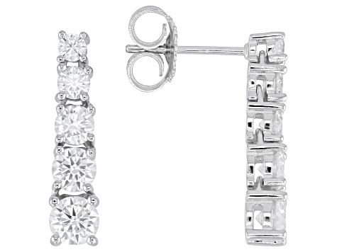 Moissanite Platineve Graduated earrings 1.76ctw DEW