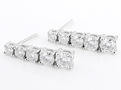 Moissanite Platineve Graduated earrings 1.76ctw DEW