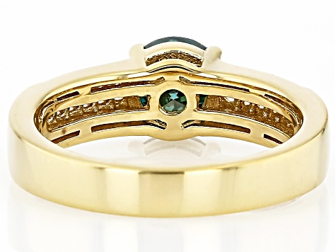Green And White Moissanite 14k Yellow Gold Over Silver Ring Green And White Moissanite 14k Yellow Gold Over Silver Ring