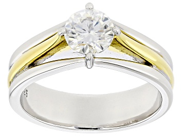 Picture of Moissanite Platineve 14k Yellow Gold Over Silver Solitaire Ring .80ct DEW
