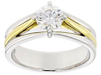 Moissanite Platineve 14k Yellow Gold Over Silver Solitaire Ring .80ct DEW