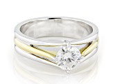 Moissanite Platineve 14k Yellow Gold Over Silver Solitaire Ring .80ct DEW