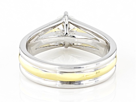 Moissanite Platineve And 14k Yellow Gold Over Silver Solitaire