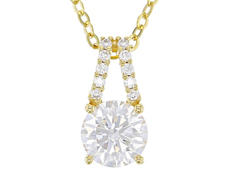 Moissanite 14k Yellow Gold Over Silver Pendant 1.30ctw DEW.