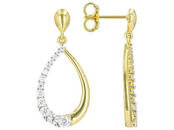 Picture of Moissanite 14k Yellow Gold Over Sterling Silver Earrings .92ctw DEW.
