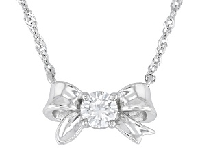 Moissanite Platineve Bow Necklace .60ct DEW