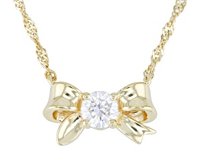 Moissanite 14k Yellow Gold Over Silver Bow Necklace .60ct DEW