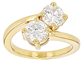 Picture of Moissanite 14k Yellow Gold Over Silver Bypass Ring 2.00ctw DEW.