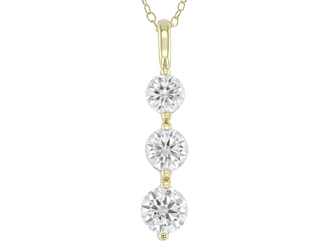 Moissanite 14k Yellow Gold Over Sterling Silver 3-Stone Pendant 1.90ctw DEW