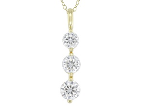 Moissanite 14k Yellow Gold Over Sterling Silver 3-Stone Pendant 1.90ctw DEW