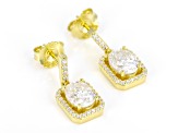Moissanite 14k Yellow Gold Over Sterling Silver Halo Earrings 3.60ctw DEW.
