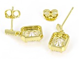 Moissanite 14k Yellow Gold Over Sterling Silver Halo Earrings 3.60ctw DEW.