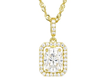 Picture of Moissanite 14k Yellow Gold Over Sterling Silver Halo Pendant 2.40ctw DEW